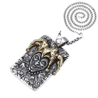 Vintage Poker Clown Pendant Necklace for Men – Retro Alloy Jewelry with Optional Chains