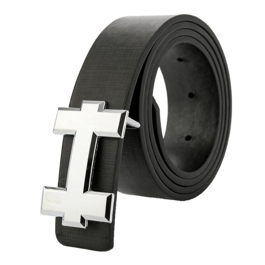 Luxury H-Brand Style Designer Belt – Unisex PU Leather Belt with Smooth Buckle for Casual & Business Wear