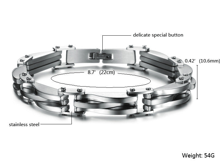 Diamond Texture Men’s Titanium Steel Bracelet – Fashion Geometric Electroplated Bracelet in Silver & Gold