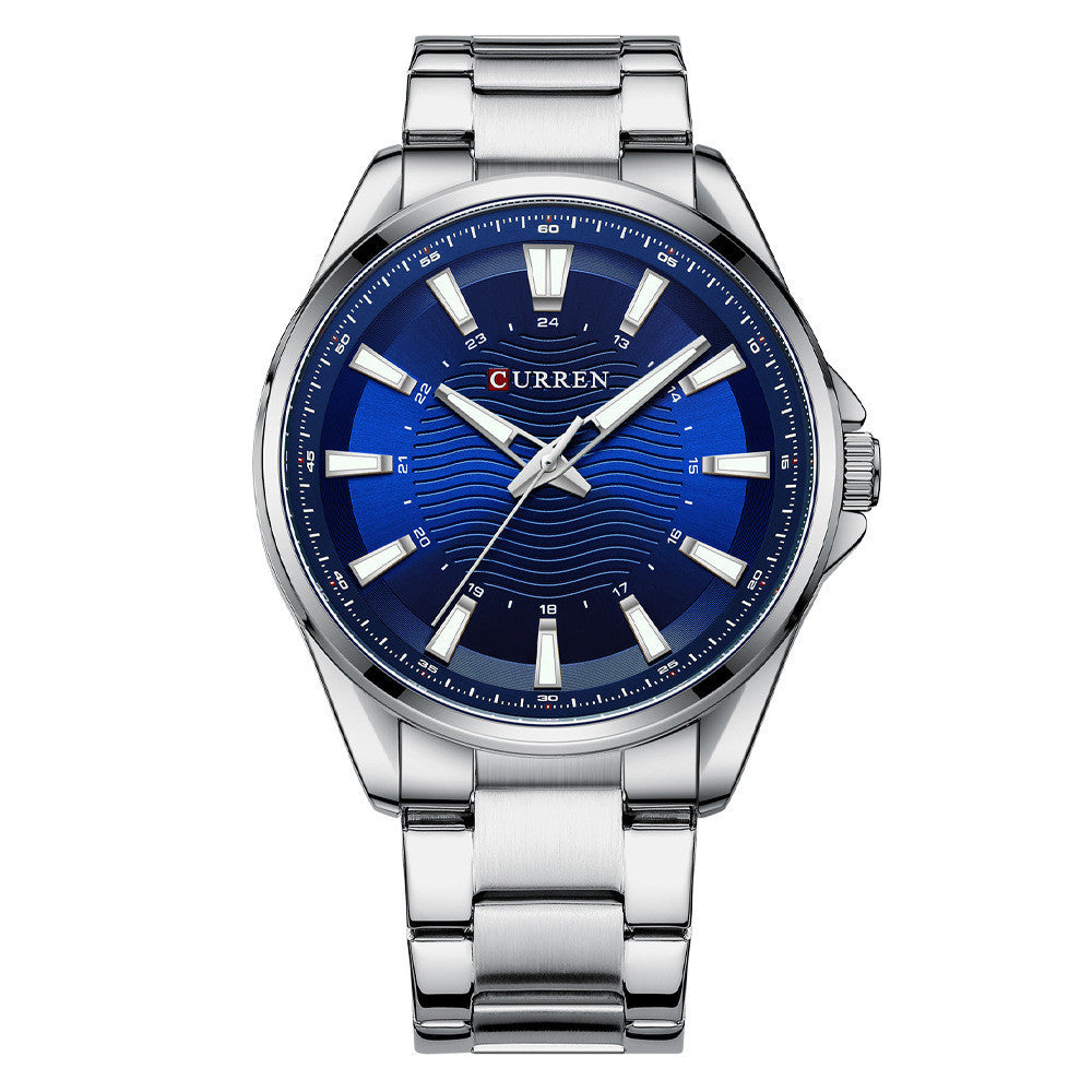 Men’s Fashion Business Quartz Watch – Stainless Steel Strap, 44mm Dial, 30M Water Resistant