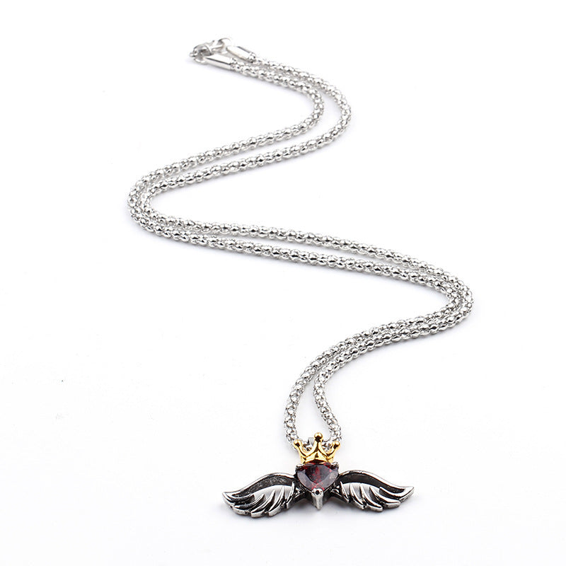 Men’s Gothic Black Widow Spider Pendant Necklace – Vintage Retro Biker Jewelry with Red Crystal, Unisex Punk Style