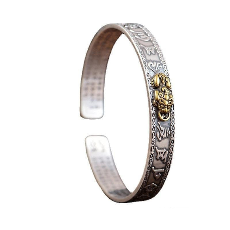Men’s Creative Pixie Six-Character Copper Bracelet – Fashion Minimalist Electroplated Bangle