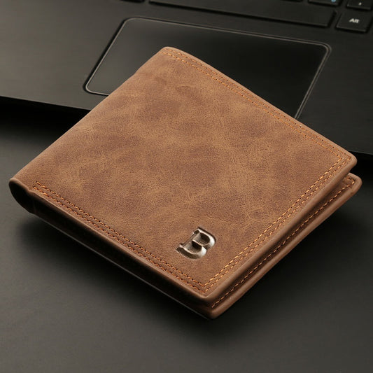 Men’s Fashion Slim Wallet – Compact Solid Short Purse