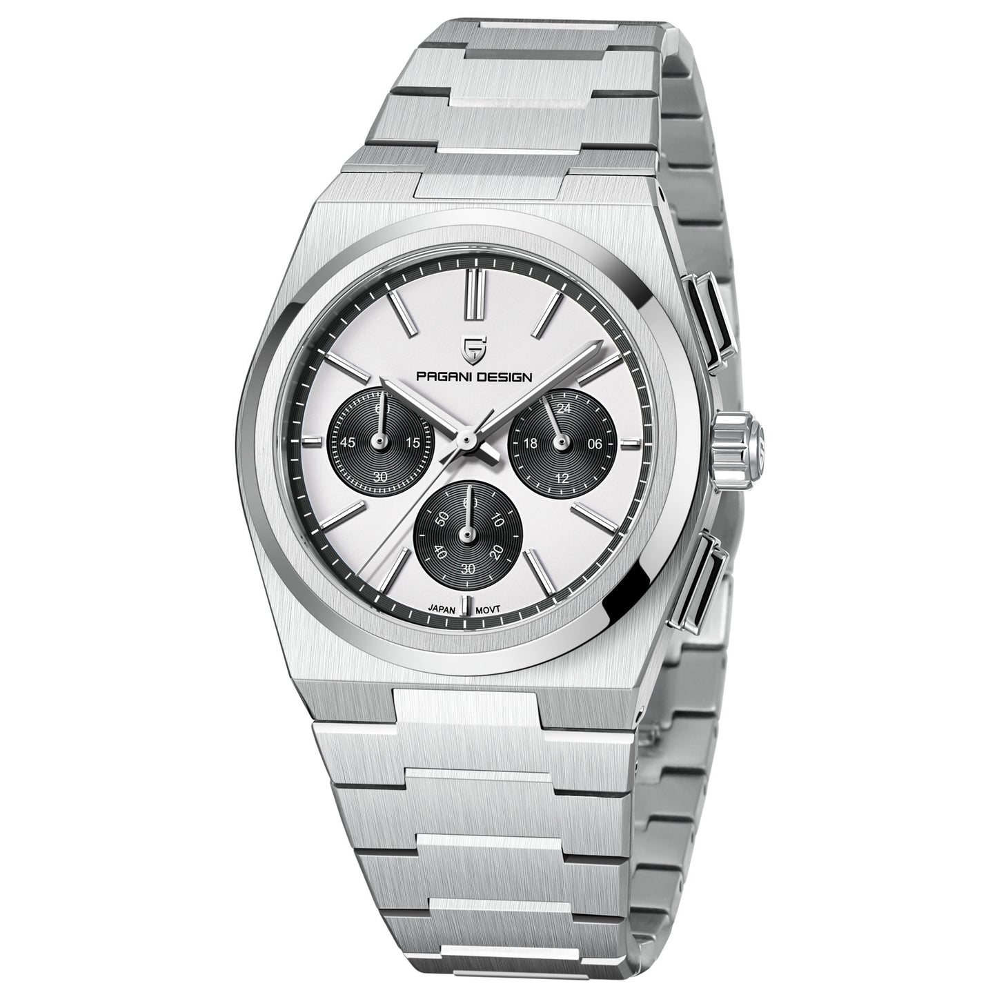 Men’s Blue Chronograph Quartz Watch – 100ATM Waterproof, Luminous Dial, Sapphire Glass, Stainless Steel Band