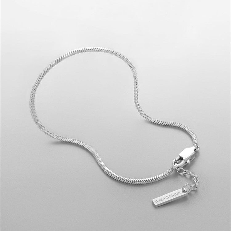 Men’s Fashion Sterling Silver Snake Bone Bracelet – Minimalist Electroplated Chain in White Gold or Gold