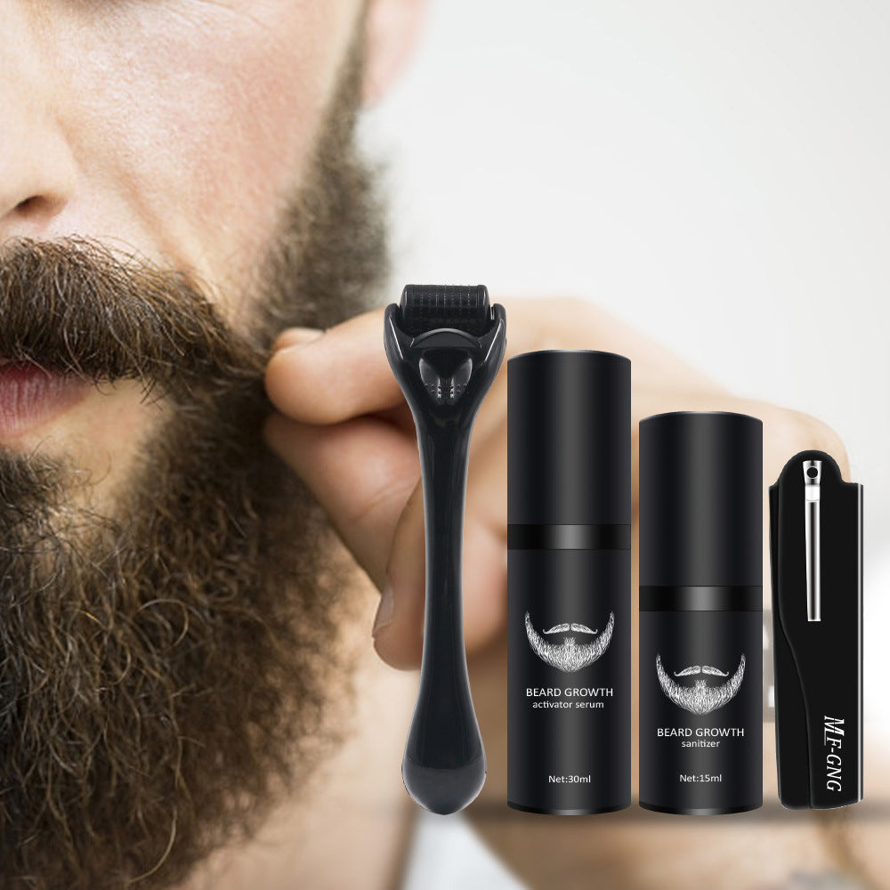 Men’s Beard Grooming Kit with Roller, Disinfectant & SPF50 – Moisturizing Beard Care Set