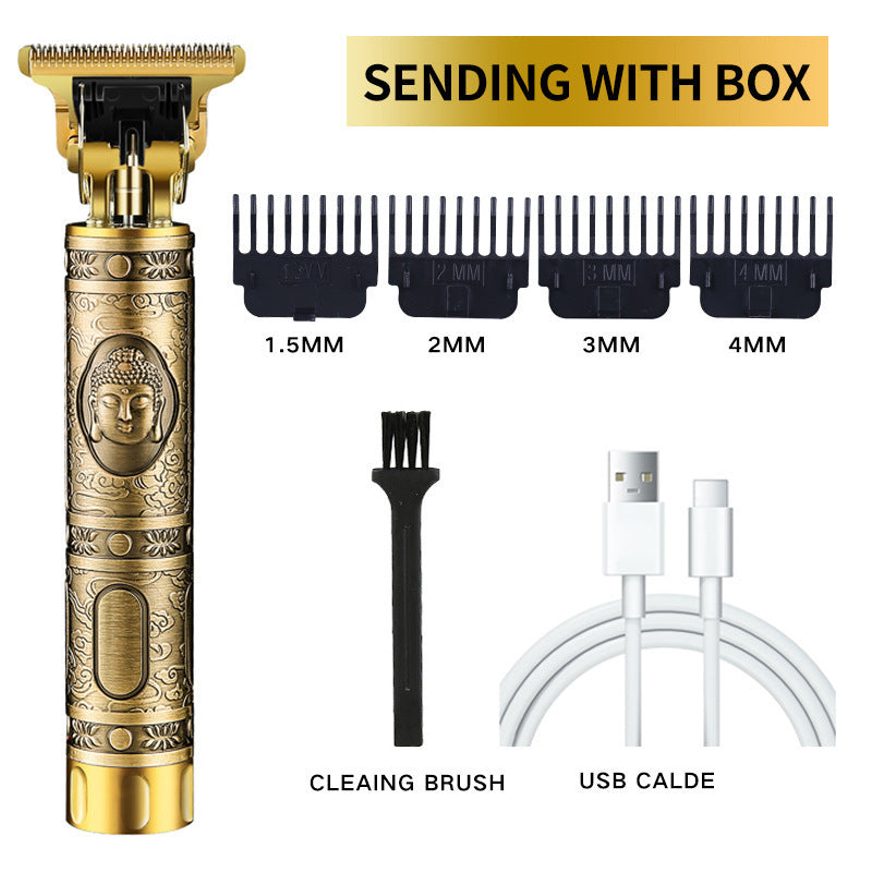 USB Electric Hair Clippers – Rechargeable Titanium Shaver & Beard Trimmer with LCD Display Options