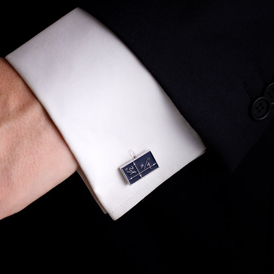Elegant Blue Enamel Copper Cufflinks for Men – Classic Formal Shirt Accessories for Weddings, Business & Events