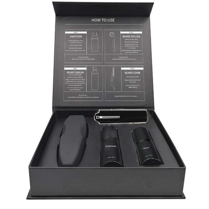 Men’s Beard Grooming Kit with Roller, Disinfectant & SPF50 – Moisturizing Beard Care Set