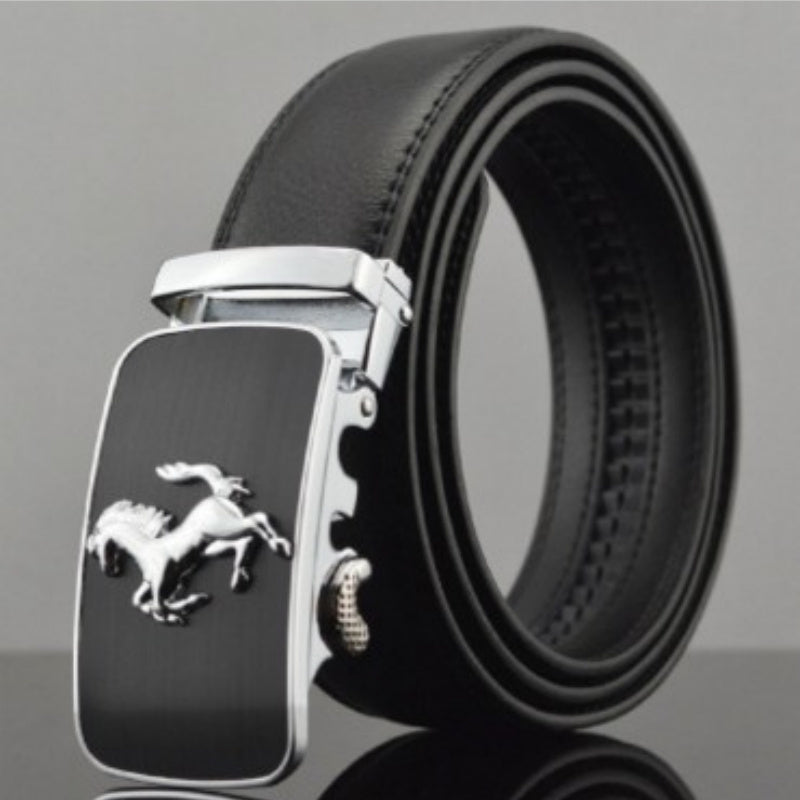 Men’s Genuine Leather Automatic Buckle Belt – First Layer Cowhide