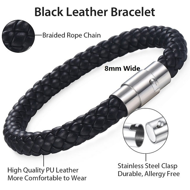 Men’s & Women’s Leather Braided Bracelet – Handwoven Street Style in Black or Brown