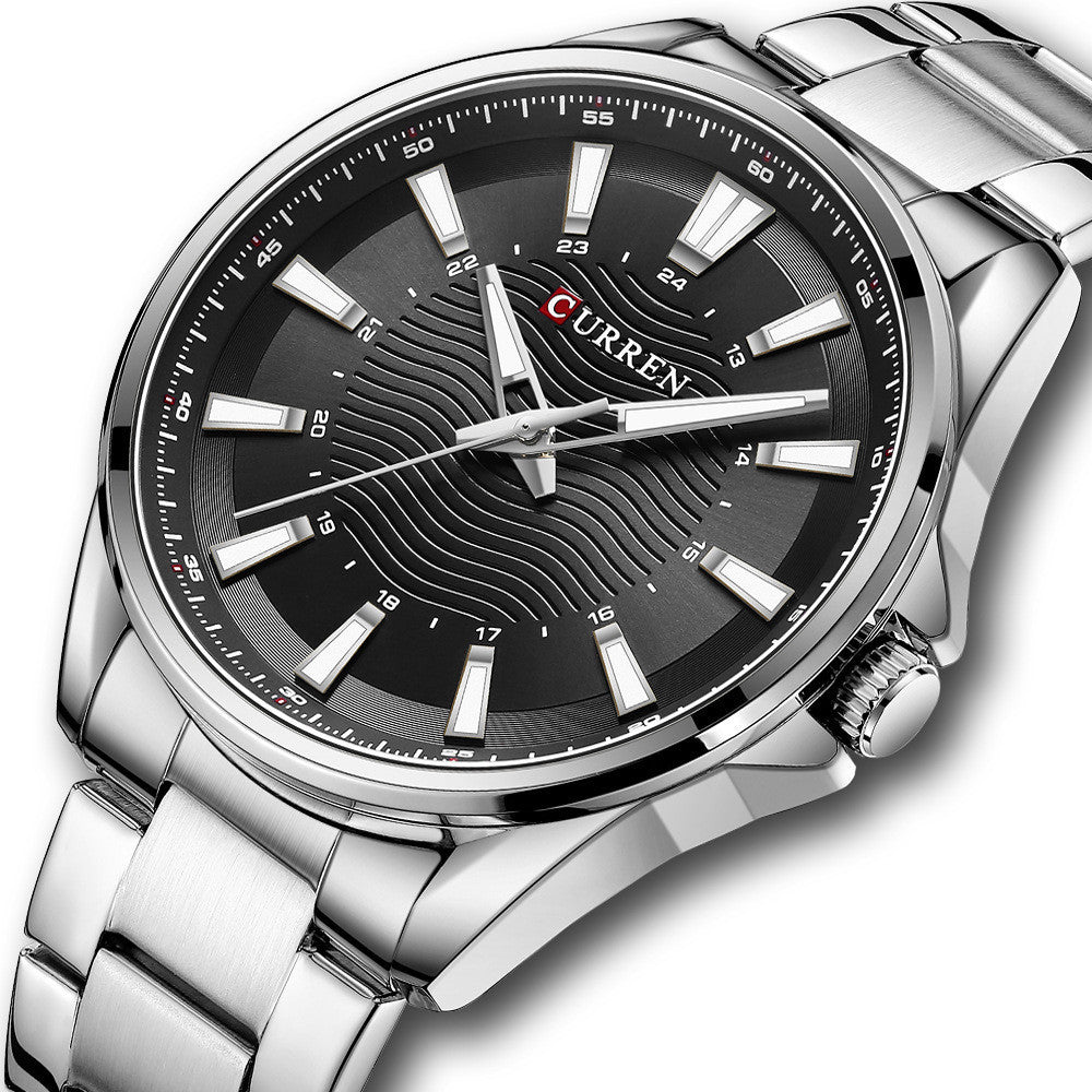 Men’s Fashion Business Quartz Watch – Stainless Steel Strap, 44mm Dial, 30M Water Resistant