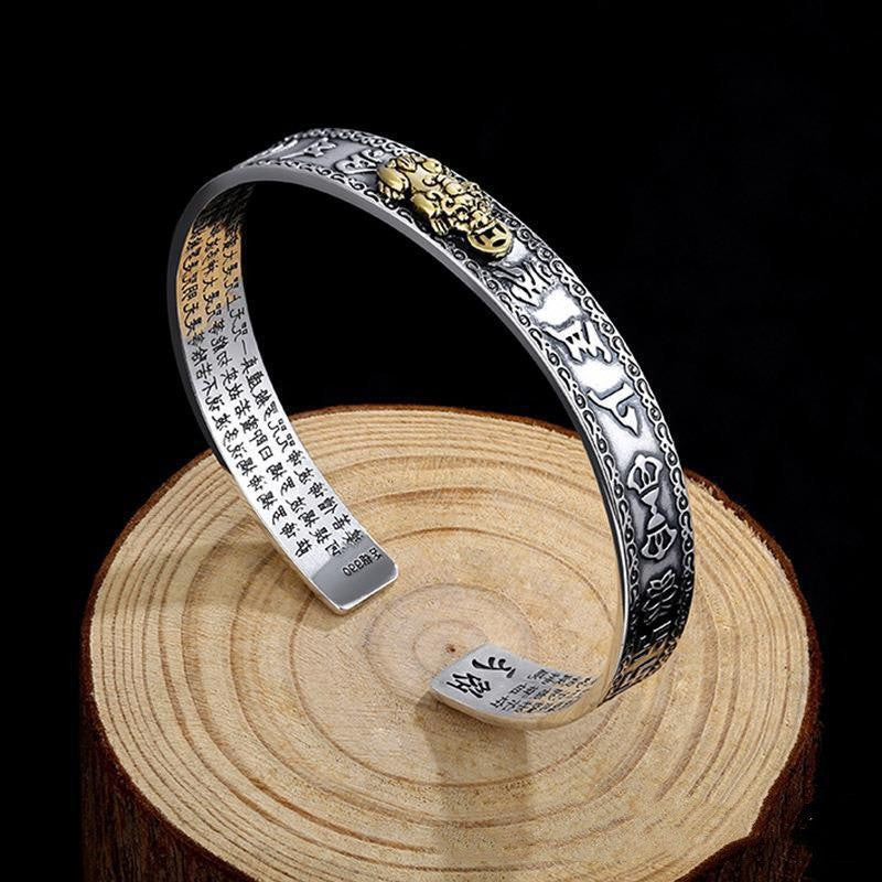 Men’s Creative Pixie Six-Character Copper Bracelet – Fashion Minimalist Electroplated Bangle