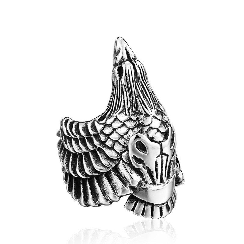 Men’s Fashion Stainless Steel Crow Ring – Geometric Titanium Steel Band