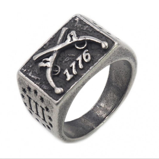Men's Vintage Titanium Steel Ring – Metallic Gray Alloy Band, Retro Style Fashion Jewelry