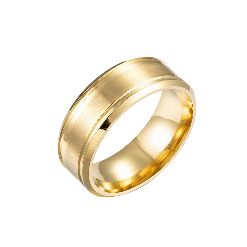 Men’s 8MM Geometric Stainless Steel Ring | Black, Silver & Gold – Unisex Original Design – Adjustable Sizes