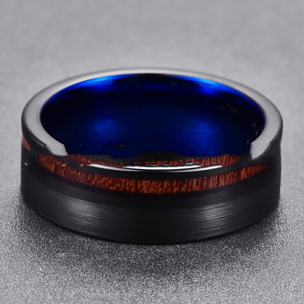 Men’s Fashion Simple Frosted Tungsten Steel Ring – Black Electroplated Minimalist Band