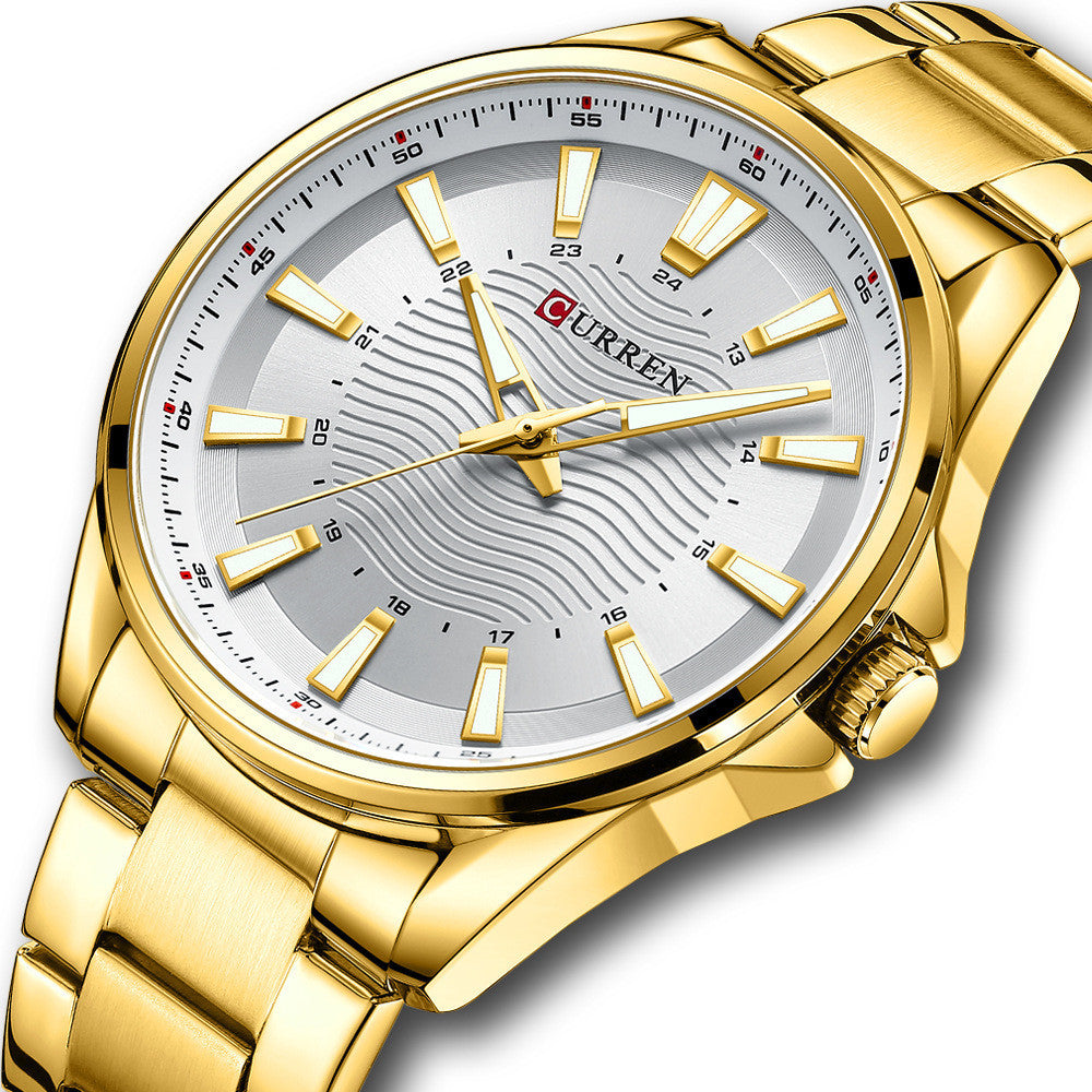 Men’s Fashion Business Quartz Watch – Stainless Steel Strap, 44mm Dial, 30M Water Resistant