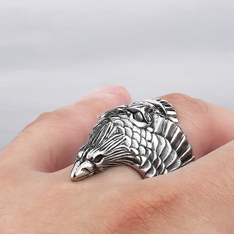 Men’s Fashion Stainless Steel Crow Ring – Geometric Titanium Steel Band