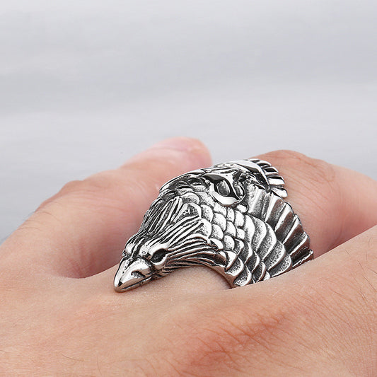 Men’s Fashion Stainless Steel Crow Ring – Geometric Titanium Steel Band