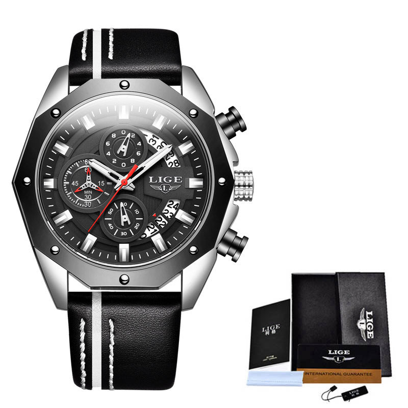 Luxury Sports Men's Quartz Watch – Waterproof Chronograph with Silicone Strap & Date Display | LIGE LG8908