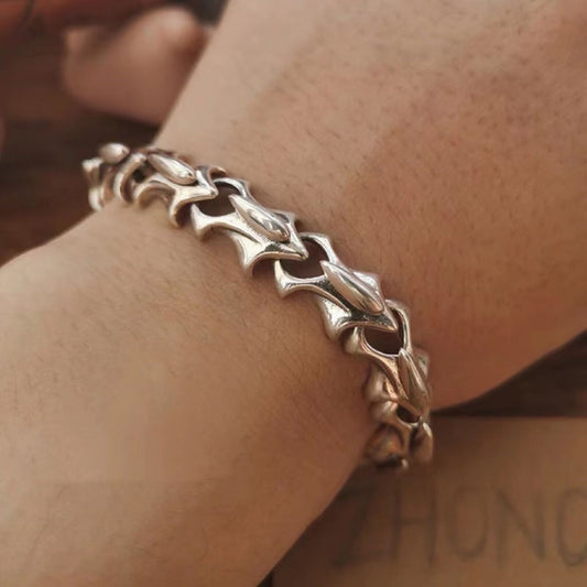 Men’s Fashion Sterling Silver Keel Bracelet – Stylish Simple Electroplated Silver Bracelet, 18cm & 20cm Men’s Jewelry