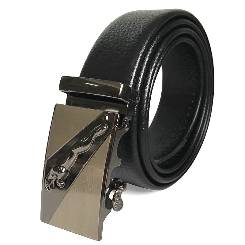 Men’s Microfiber Leather Belt – Scratch-Resistant, Lychee Pattern with Automatic Buckle