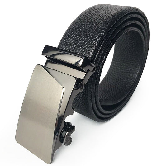 Men’s Microfiber Leather Belt – Scratch-Resistant, Lychee Pattern with Automatic Buckle