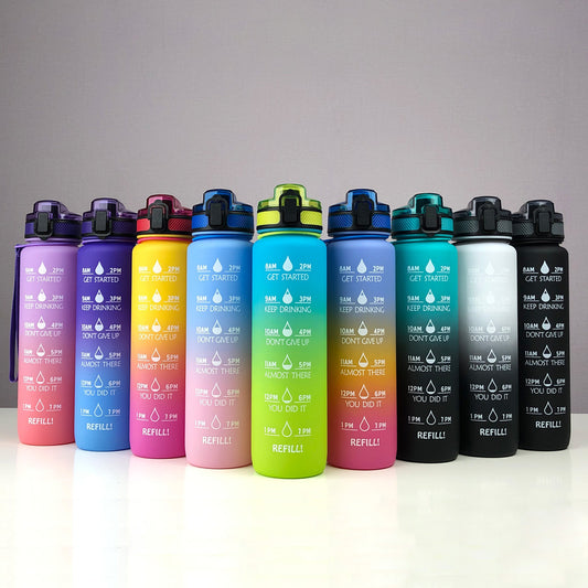 1L Sports Frosted Gradient Water Bottle – Leak-Proof, Lightweight, BPA-Free